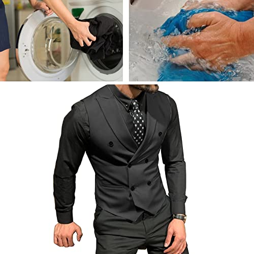 Men's Vest Double Breasted Lapel Slim Fit Wedding Vest Formal Casual Suit Waistcoat for Tuxedo Blazer 6 Color (Color : Burgundy, Size : XXX-Large)3