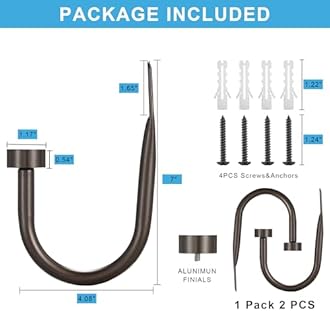 Premium Curtain Holdback, Quality Metal Decorative Curtain Holdbacks with Zinc Alloy Cap Finials,Rust-Proof, Set of 2 Window Curtain Holdbacks,Dark Bronze