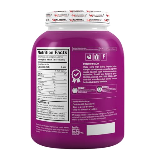 Image of Animal Booster Nutrition WEIGHT GAINER | 15gms of Protein in 90gm of Serving| For Gain Weight, Build Muscle & Fuel Energy - Kesar Pista Flavor (33 Servings /3KG)