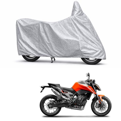 Image of 100% Waterproof Two Wheeler Body Cover Multi Layered Fabric Designed for KTM 790Duke | Belt Buckle Lock | Silver Mag