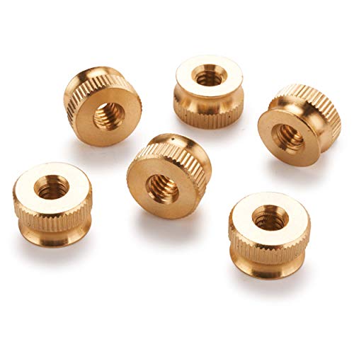 WOODRIVER Brass Knurled Thumb Nut Knobs 1/4” 6-Pieces