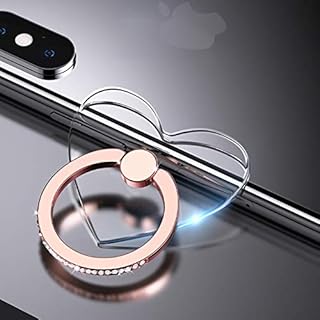 YINHEXI 2 Pcs Transparent Phone Ring Stand Holder Cell Phone Ring Holder Finger Grip 360 Degree Rotation (Rose Gold & Diamond-3)