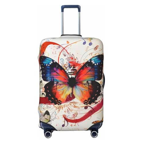 Musica Butterfly Print Travel Luggage Cover - Personalization Elastic Suitcase Protector,S(Fit 18-21 Inch Luggage)