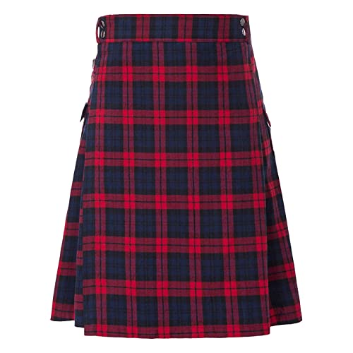 2025 Kilt Homens escoceses tradicional Kilt moda saia escocesa para homens vestido utilitário clássico retro saias escocesas medievais saia plissada Escócia vestido plissado Escócia, 5 - vermelho, 4XL