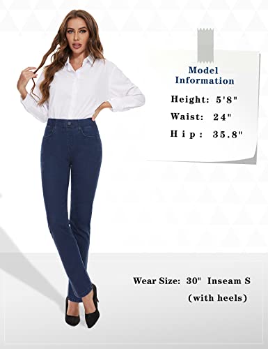 Tapata Womens 28"/30"/32"/34" Inseam High Waist Straight Cut Girlfriend Relaxed Fit Denim Jeans 32",Blue,M #TOP4