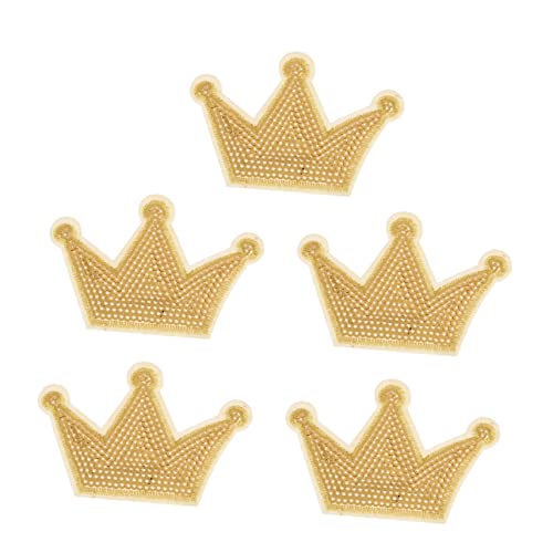EXCEART Eisen Auf Abzeichen Zeichen Pailletten Patches Stickerei Patch Nähen Patch Gold Krone Applikationen Kappe Dekorationen Krone Vintage 5 Stück