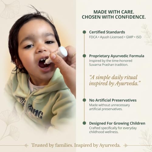 Image of Baby Satwa Swarnaprashan for Kids with 24 CT Gold Immunity Booster Drops for Healthy Growth, Strength & Overall Development, 100% Ayurvedic, FDCA Approved, 15ml, Age 0-15 Years (Pack of 1)