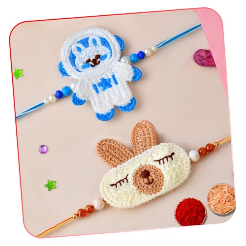 Image of CraftVatika Rakhi for Kids Baby, Handmade Crochet Rakhi for Kids Boy Girls, Eco-Friendly & Skin-Safe for Baby Boys & Girls, Soft Woolen for Raksha Bandhan, Safe for Toddlers