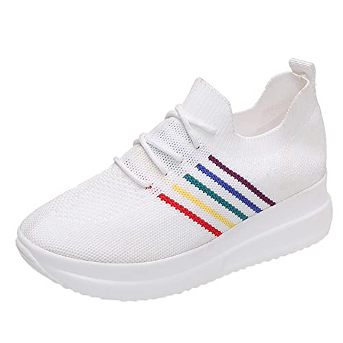 Sneakers femmes respirantes à semelle épaisse tendance mesh blanc taille 39