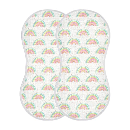 xigua Colorful Rainbows Muslin Baby Burp Cloths Set of 1, Super Soft & Absorbent Burping Rags, Cotton Burp Clothes Shower Gift for Newborn, Baby Girls and Boys2