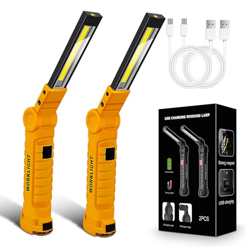 2Pack LED Work Light, USB Rechargeable COB Light with Magnetic