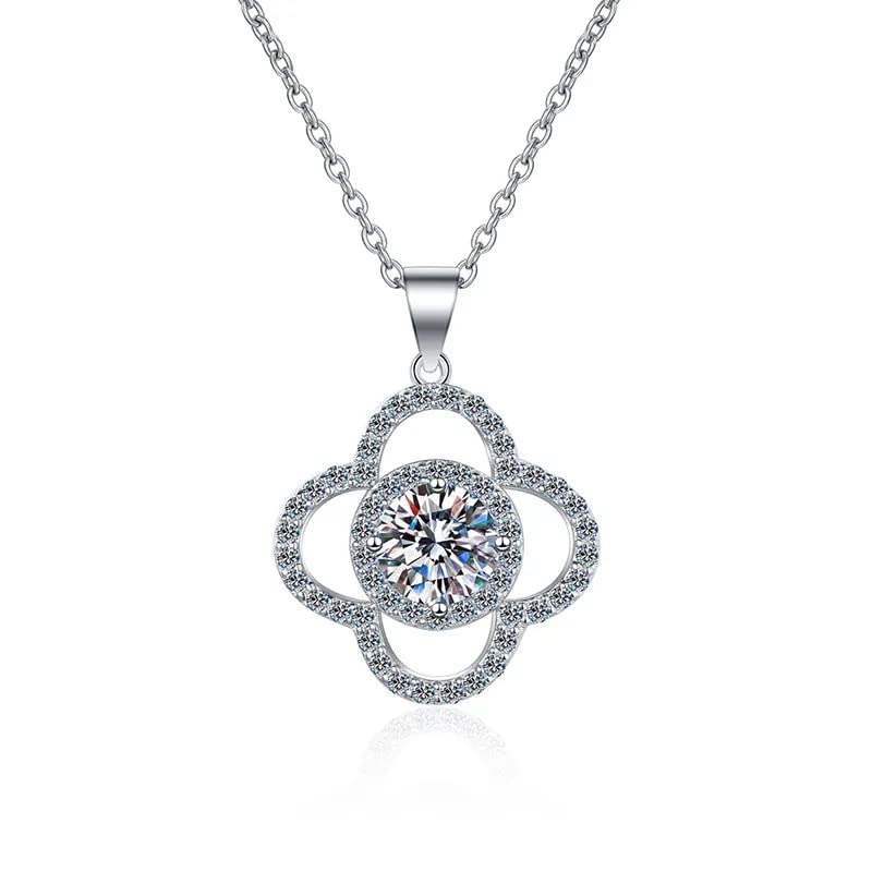 Collier Moissanite en argent pour femme : le pendentif fleur élégant