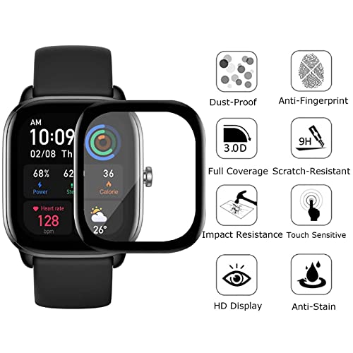 Xingmaly 4-Pack Screen Protector For Amazfit Gts 4 Mini Smartwatch Bands, Full Screen Coverage Bubble Free Anti-Scratch Waterproof Ultra Hd Film For Amazfit Gts 4 Mini Watch #TOP4