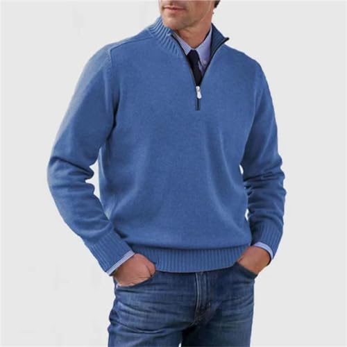 Men's Quarter Zip Sweaters Slim Fit Ribbed Mock Turtleneck Pullover Casual Long Sleeve Polo Sweater2