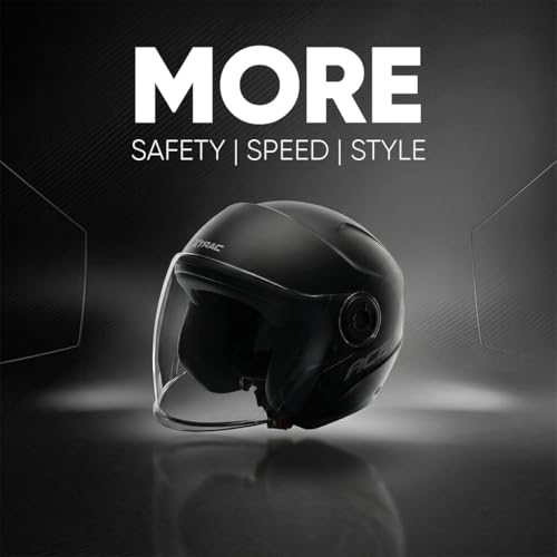 Image of Xtrac Ace Open Face Light Weight Helmet for Men & Women | ISI Certified | Black | XL