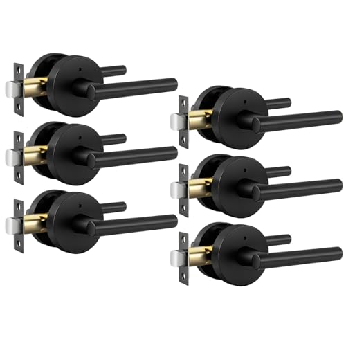 Goldenwarm Black Door Handles Interior Privacy Door Handles with Lock, Door Lever for Bathroom and...