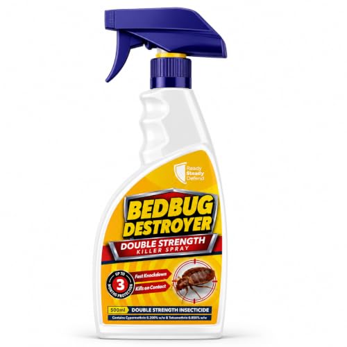 Bed Bug Killer Spray - Double Strength Cypermethrin & Tetramethrin Formula Kills Adult Bed Bugs Eggs and Nymphs. Suitable For Mattresses Bed Frames Carpets Cracks Crevices and Surfaces - 500ml