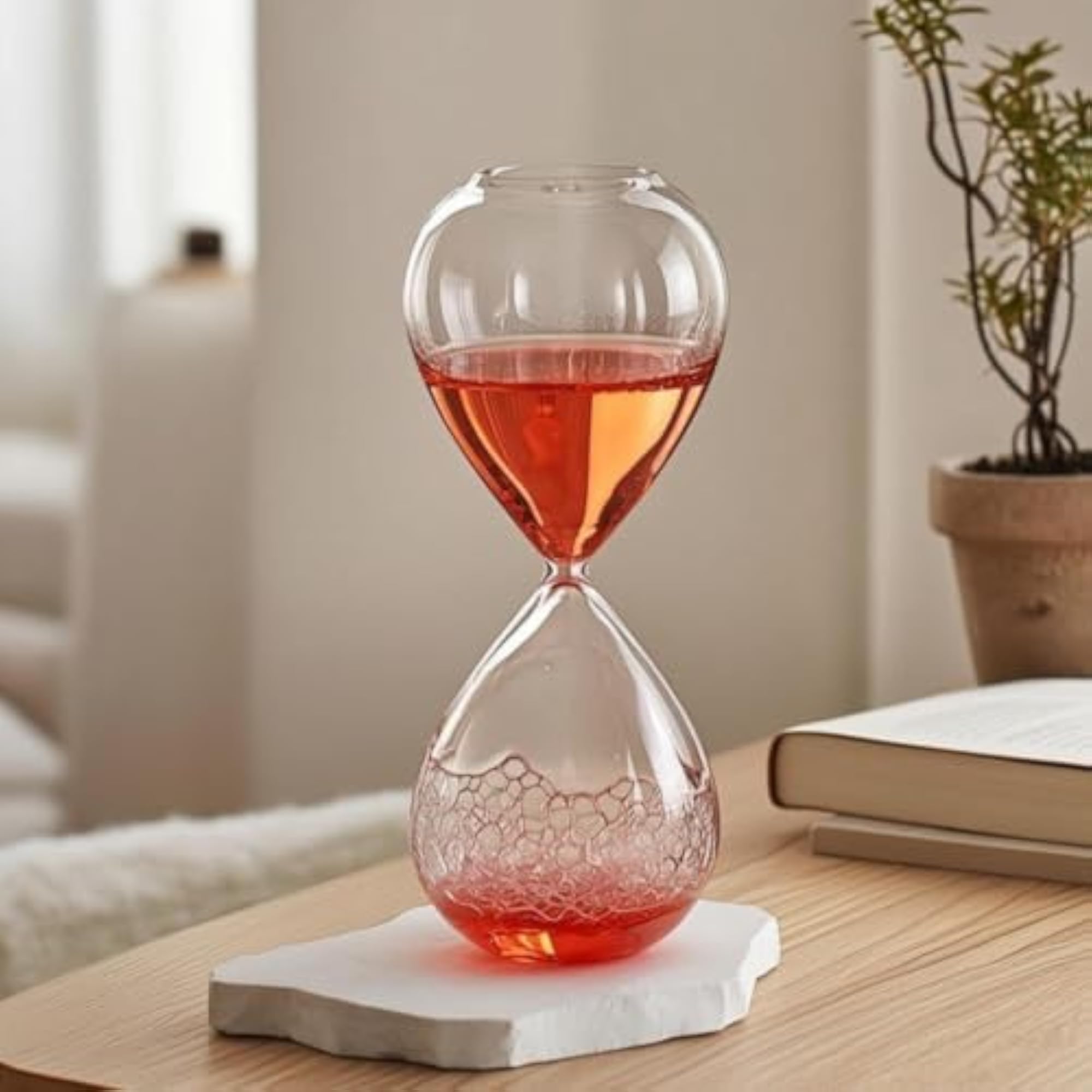 Bubble Hourglass Teardrop-Shaped Decorative Timer, Pink