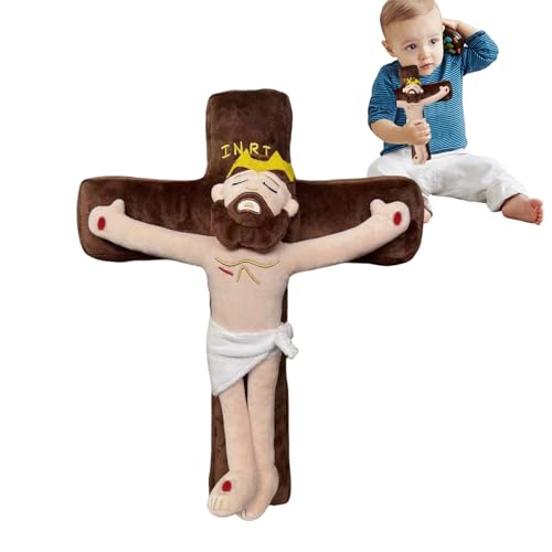 Genérico Jesús de Peluche para Niños | Personaje de Jesús con Cruz en Peluche | Decoración Navideña Tierna para Habitación Infantil Salón Y Coche
