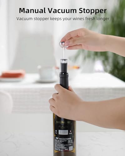 Image of Rechargeable Electric Wine Gift Set - Aerator, Vacuum Stoppers, Foil Cutter and Bottle Opener for Home Bar and Outdoor Parties (Silver, Wine Opener Set)