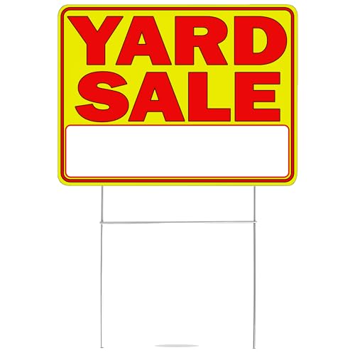 Large Yellow Yard Sale Yard Sign Double Sided With Stakes Large 17 Inch By 13 Inch Bright Yellow Signs