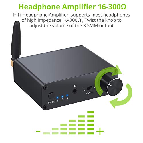 LiNKFOR 192kHz Digital to Analog Converter Bluetooth 5.0 Receiver DAC with Headphone Amplifier Bluetooth 5.0 Digital SPDIF Toslink to Analog L/R 3.5mm Jack Audio Adapter - Thumbnail 7