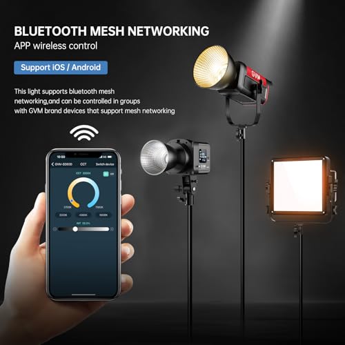 Image of GVM 80W LED Video Light with Lantern Softbox and Tripod Stand Kit, Bi-Color 2700K-7500K 12 Scenes CRI97+ Bowens Mount Studio Light, APP Control COB Continuous Output Lighting for Video Recording