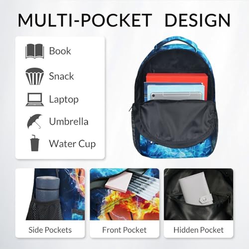 Boys Backpack - Personalized Basketball Backpacks for Kids - Custom Sports Bookbag for Teens - Lightweight School Bag for Elementary(17 Inch)4