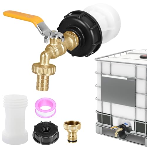 IBC Container Zubehör IBC Tank Auslaufhahn für 1000l Wassertank Wasserhahn 1/2 Verlängerung S60x6 Grobgewinde Regenwassertank ibc Tank Zubehör