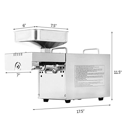 FlowerW Ölpresse Maschine Edelstahl Öl Extractor Maschine Kommerziellen Öl Expeller Extractor Multifunktionale mit 3 Verwendet für Erdnuss Nüsse Samen (Auto Ölpresse) (Ölpresse) - 2