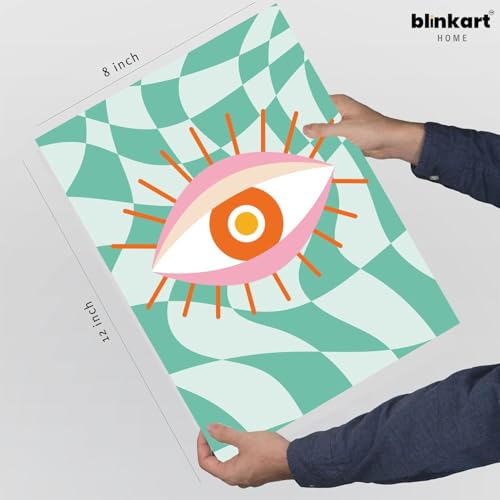 Image of BLINKART Mystic Eye Aesthetic Modern Art Walls With Frame | Natural Wood Texture | Living Room Bedroom Office Wall Decoration | Poster Home Decor Frames Wall Bedroom | 12x8 Inches (D69)