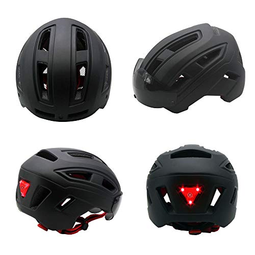 GIEADUN Bicycle Helmet Men and Women with Lights Detachable Magnetic Goggles Mountain Road Bike Helmet Adjustable Size Adult Riding helmetTaillight (Black)