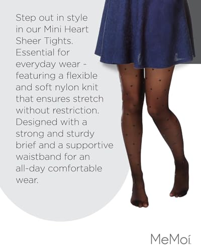 Image of MeMoi Women's Mini Heart Sheer Nylon Tights