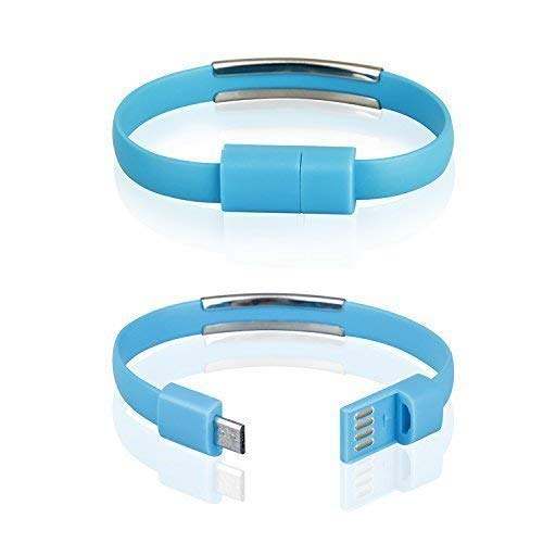 con Estilo Pulsera Cargador Micro USB para Samsung, LG, Huawei, Sony EN Azul
