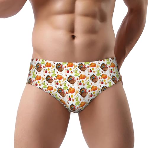 Vosery Mens Underwear - Thanksgiving Turkey Soft Comfort Breathable Classic Fit Men's Bikini Underwear Briefs