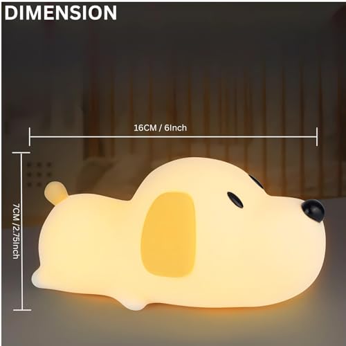 Image of One94Store Silicone Puppy Night Light for Kids | Rechargeable LED Lamp with Touch Sensor | 7-Color Cute Bedside Lamp for Baby & Kids Room Decor, Multicolor