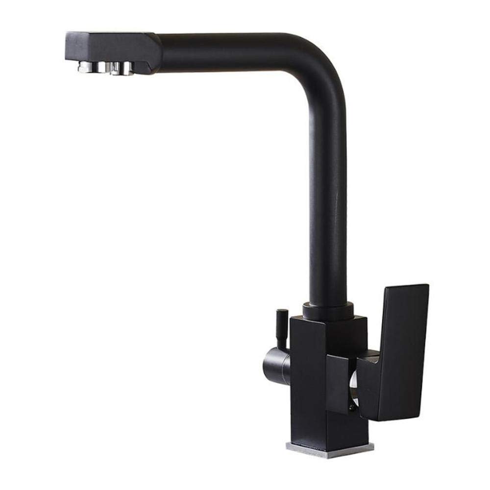 WDSOPK 3 way water filter kitchen tap brass black hot and cold water purifier faucet 360° rotation single hole kitchen taps