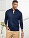 Flygo Quarter Zip Pullover Sweaters for Men Casual Long Sleeve Knitted Textured Mock Neck Polo Sweater(Navy-M)