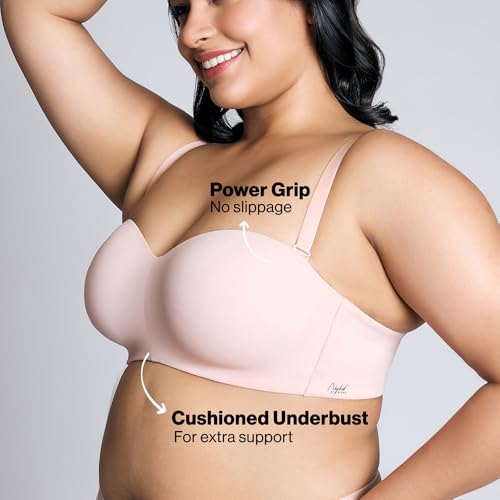 Image of NYKD NYB027 Cotton Padded Wired Multiway Strapless Bra Anti Slip Seamless Bonded Neckline Detachable Straps (Plus