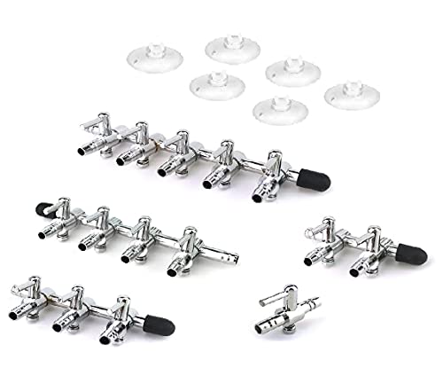Asayu 5 Pcs Aquarium Air Flow Control Lever Valve Distributor Splitter Pump Accessories Set (1-Way, 2-Way, 3-Way, 4-Way, 5-Way)and 6pcs Suction Cup.