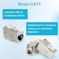 24 Port CAT7 Patchpanel, 10Gbps/600MHz, mit 24 Cat7 Keystone Module, 19 Zoll Patchpanel Verteilerfeld, Rackeinbau RJ45 LAN Netzwerk Verlegekabel Kompatibel mit Mehreren Modulen – Ansicht 4