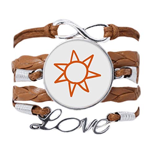 Bracelet cuir noir ajustable corde tordue peinture orange soleil météo