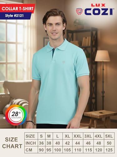 Image of Lux Cozi Men's Cotton Solid Polo Tshirt | Collar Tshirts | Half Sleeves | Stylish & Premium All Day Wear | Pack of 1