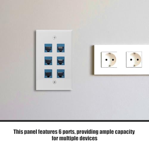 Panel de pared Ethernet Cat6 de 6 puertos con placa de plástico resistente de 115x70 mm 4