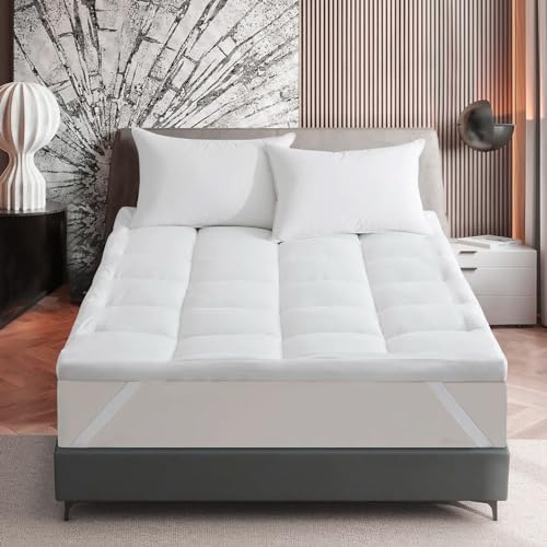 Image of Linenwalas Premium Microfiber Topper for Most Comfortable Hotel Bed Feel - 2 inch+ Luxuriously Thick, 4000 GSM Baffle Box Design Mattress Padding for Double /King Size Bed (6 x 6.5ft, 72 inchx78 inch)
