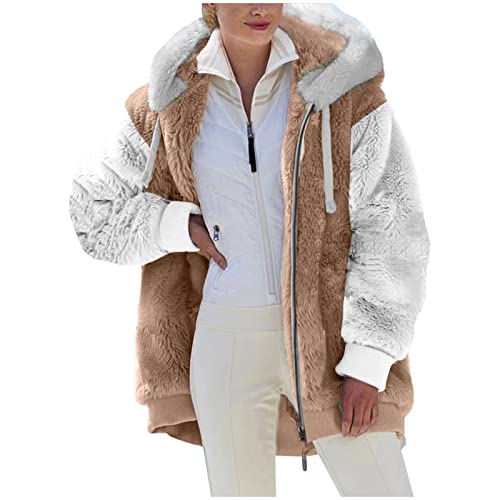 LRMQS Warm Winter Coats for Women Plus Size Zip up Fuzzy Fleece Jacket Hoodie with Hood Casual Trendy Fluffy Sweater Cardigan
