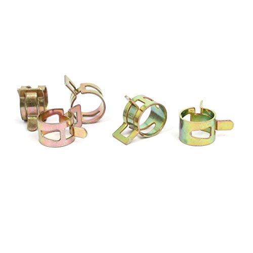 Aexit 13mm Inner Clamps Dia Yellow Zinc Plated Water Pipe Fuel Line Hose Clamps Strap Clamps Clips 5pcs