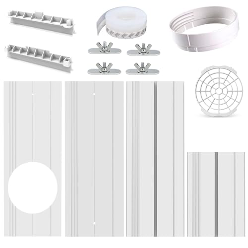 Portable Air conditioner Window Seal Kit, AC Window Seal Suitable for 5.9” AC Exhaust Hose, Adjustable Vertical/Horizontal Sliding Window Vent Seal Plates for A/C Unit Window Vent Kit
