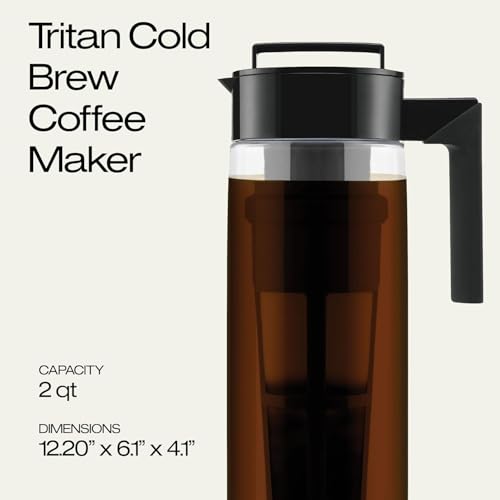 Image of Deluxe Cold Brew Iced Coffee Maker with Airtight Seal & Silicone Handle, 2-Quart, Black BPA-Free Dishwasher-Safe