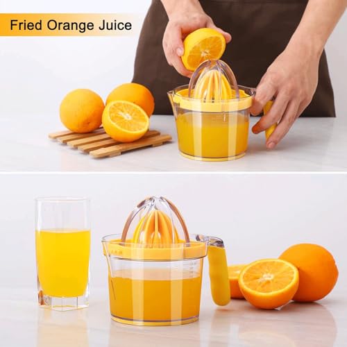 Drizom Citrus Lemon Orange Juicer Manual Hand Squeezer, Fruit Juicer Lime Press with Built-in Measuring Cup and Grater and Egg separator, Non-Slip Silicone Handle, 20OZ by Drizom - Used condition - Image 4